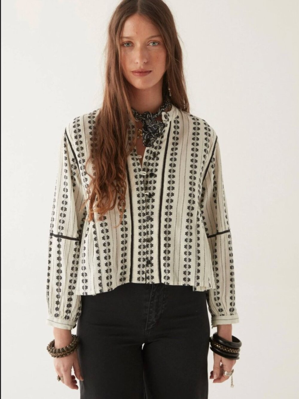 Maison Hotel Consuelito Blouse Pearl Jam 100% Cotton Size M